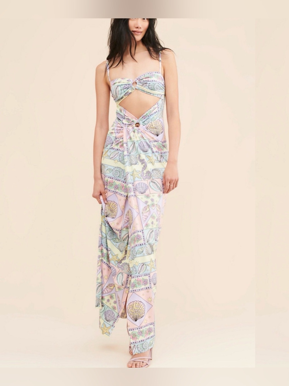 Oceanus Anthropologie Zoe Cutout Maxi Dress size L